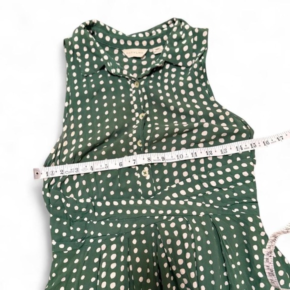 Anthropologie Retro Collared Green and White Polka Dots Small Sleeveless - Picture 6 of 9
